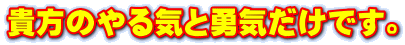 貴方のやる気と勇気だけです。